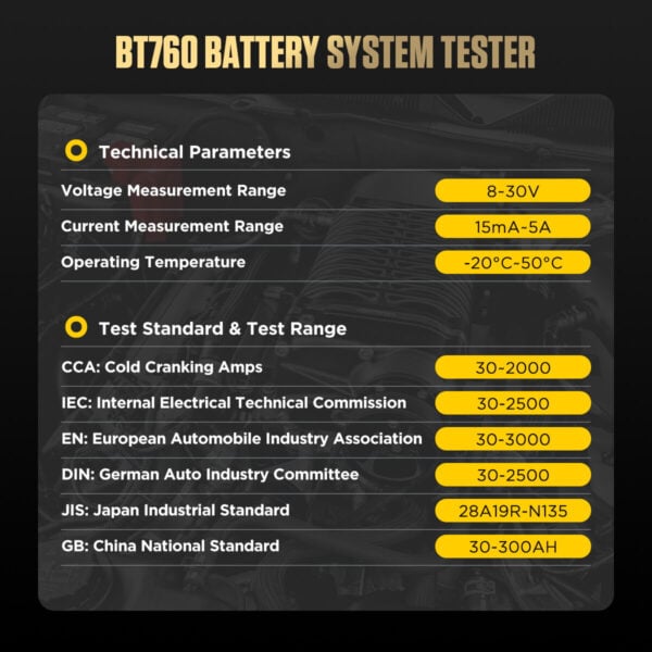 Autool BT760 Car Battery System Tester | 3.2-Inch HD Color Screen | Built-in Data Printer - Image 9