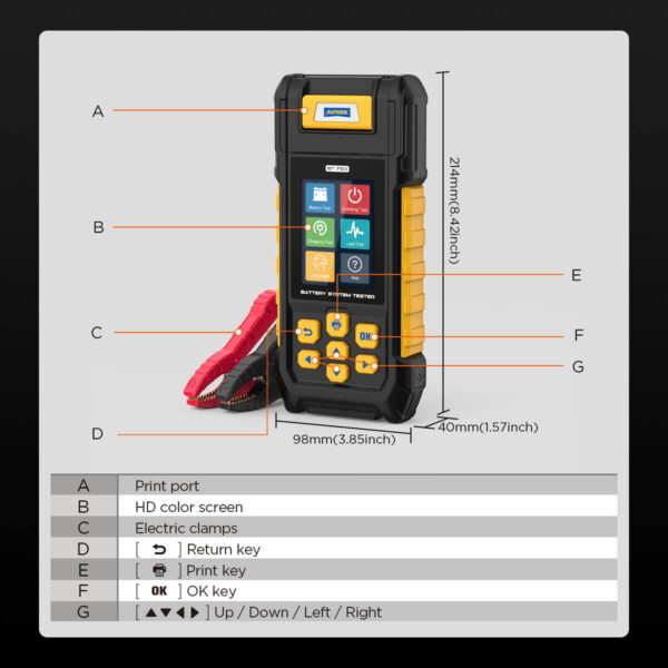 Autool BT760 Car Battery System Tester | 3.2-Inch HD Color Screen | Built-in Data Printer - Image 10