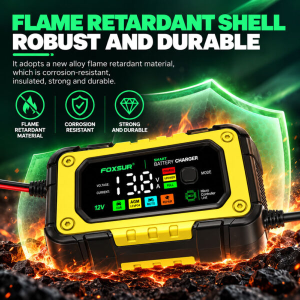 Smart Battery Charger 12V 7A LCD Display | Automatic Lead-Acid AGM Gel - Image 9