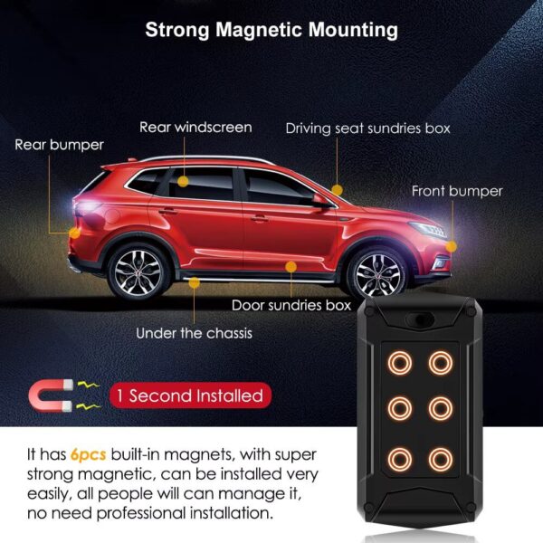 Magnetic GPS Tracker with 5000mAh Battery | Real-Time Tracking, Voice Monitoring, Temperature Sensor, IP65 Waterproof, Lifetime Free App Access - Image 3