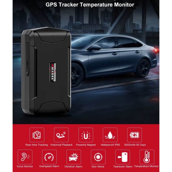 Magnetic GPS Tracker with 5000mAh Battery | Real-Time Tracking, Voice Monitoring, Temperature Sensor, IP65 Waterproof, Lifetime Free App Access - Image 2