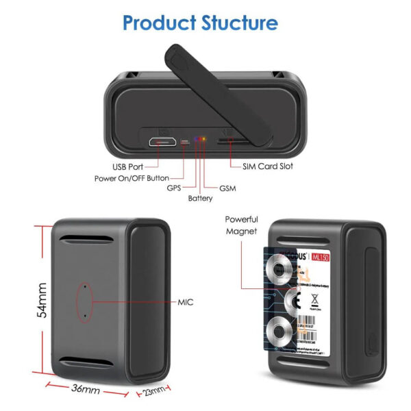 ML150 Mini Magnetic GPS Tracker with 1500mAh Battery, Voice Monitoring & IP65 Waterproofing | Real-Time Tracking for Vehicles, Assets & Personal Safety - Image 14