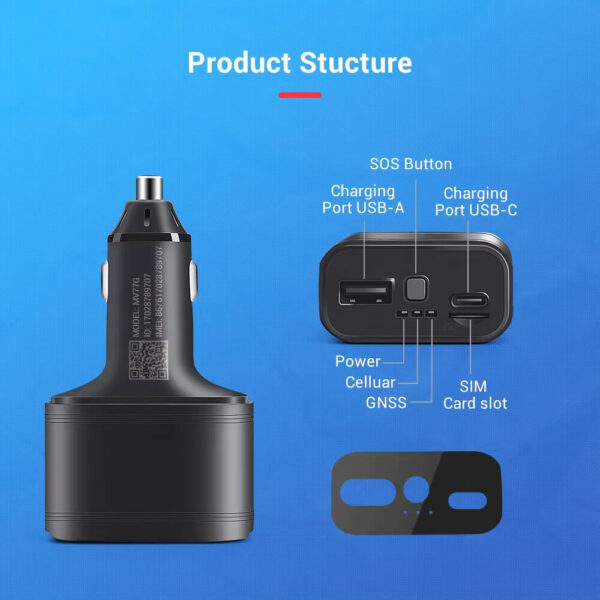 MV77G 4G GPS Tracker & USB Car Charger | Real-Time Vehicle Tracking, SOS Button, Voice Monitoring, Dual USB Ports, Lifetime Free App Access - Image 5