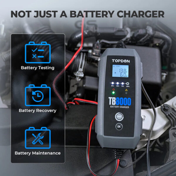 TOPDON TB8000 Smart Battery Charger 6V/12V | 8A/3A/1A | IP65 | Cars, Boats & More | AGM/Lithium Batteries - Image 10