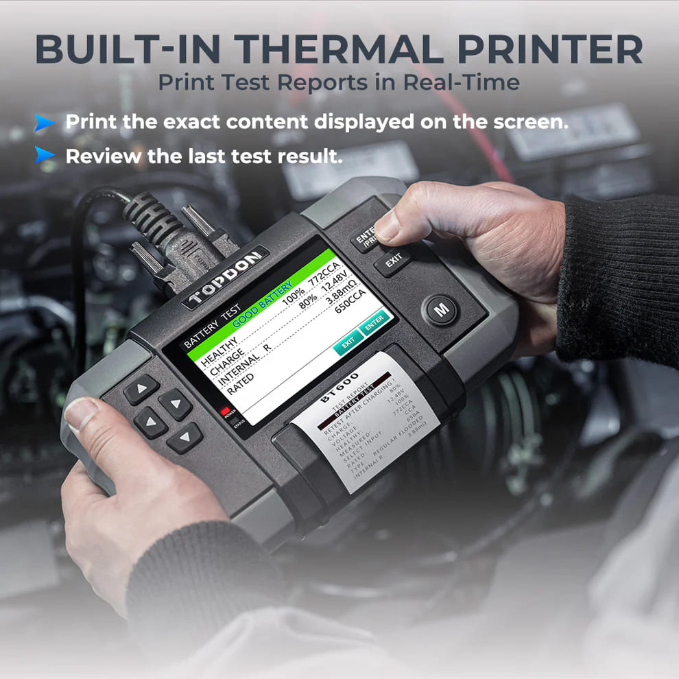TOPDON BT600 12/24V Car & Truck Digital Battery Tester With Built-in Printer