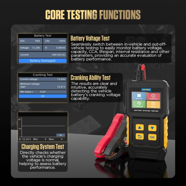AUTOOL BT360 Battery Tester 12V/24V Cranking & Charging System Analyzer - Image 11