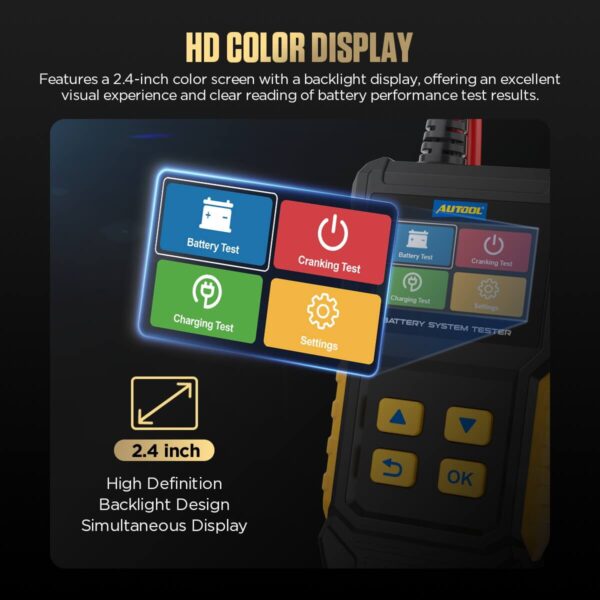 AUTOOL BT360 Battery Tester 12V/24V Cranking & Charging System Analyzer - Image 9