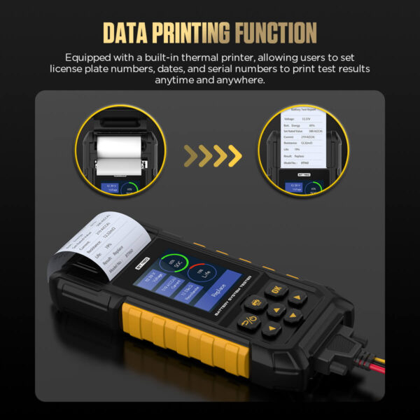 AUTOOL BT960 Battery Tester with Leakage Testing, Temp Monitoring, Printer & More - Image 8