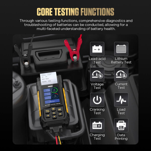 AUTOOL BT960 Battery Tester with Leakage Testing, Temp Monitoring, Printer & More - Image 13