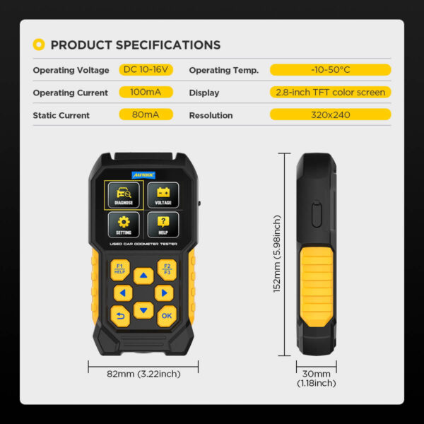 AUTOOL CS310 Odometer Reader – Multi-System Mileage Scanning with VIN, Fault-Code Clearing & Battery Diagnostics - Image 13