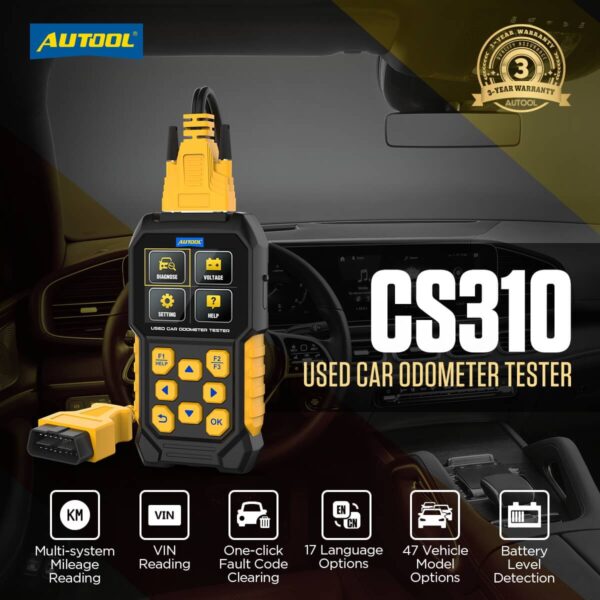 AUTOOL CS310 Odometer Reader – Multi-System Mileage Scanning with VIN, Fault-Code Clearing & Battery Diagnostics - Image 2