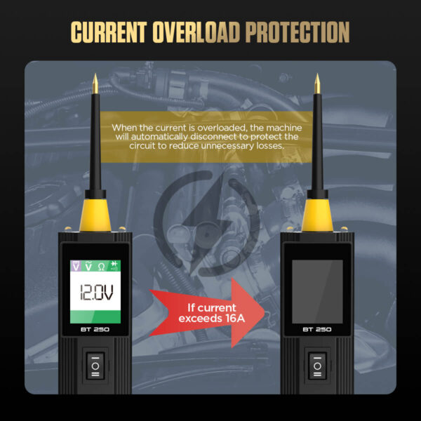 AUTOOL BT250 Automotive Electrical Circuit Tester with LCD Display and Overload Protection - Image 3