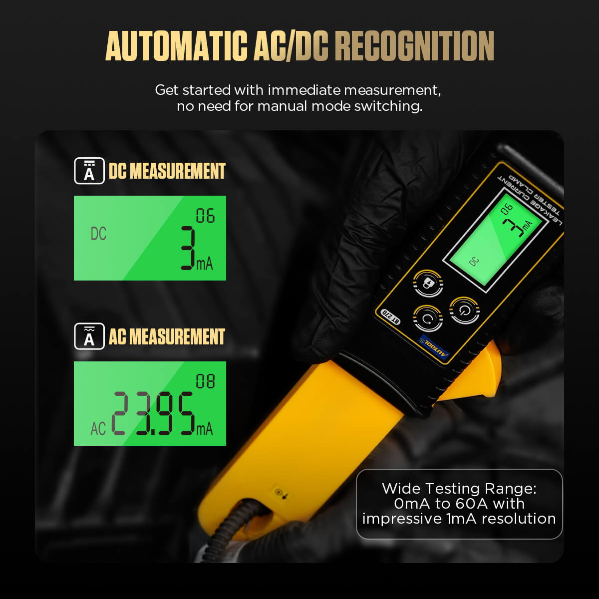 AUTOOL BT270 Leakage Current Clamp Meter with 1mA Resolution with 99-Set Data Memory - Image 8