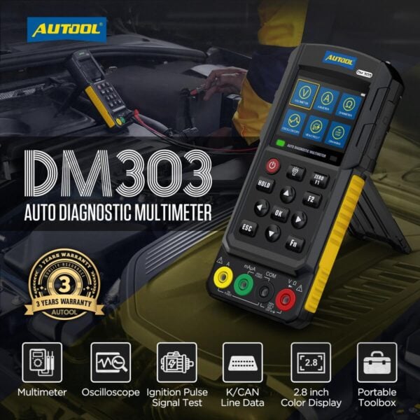 AUTOOL DM303 Professional Auto Diagnostic Multimeter with Oscilloscope & 12 Test Functions - Image 3