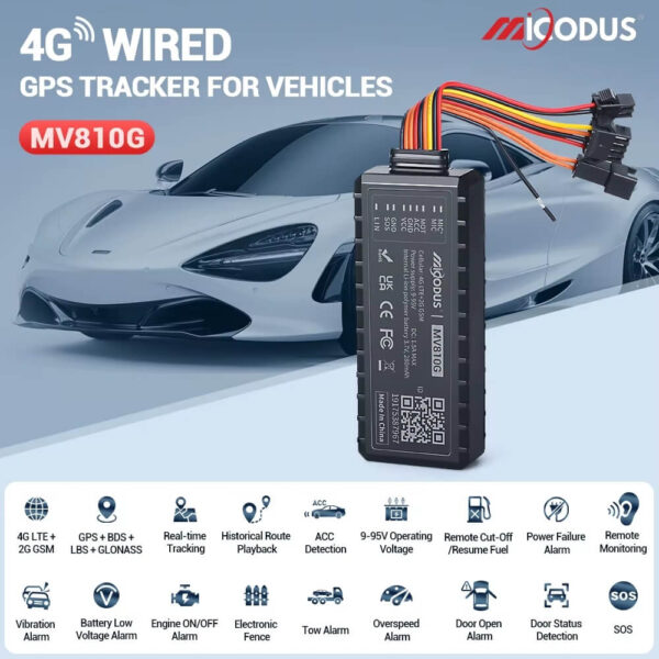 Micodus MV810G 4G GPS Vehicle Tracker with Panic/SOS button, Voice Monitor & Door Alarm & More - Image 2