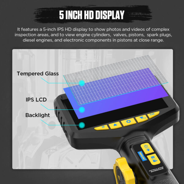 AUTOOL SVB305 210° Articulating Borescope with HD Camera, 5" IPS Display and Waterproof Probe - Image 3