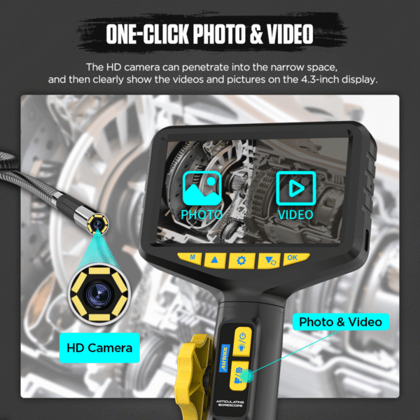 AUTOOL SVB305 210° Articulating Borescope with HD Camera, 5" IPS Display and Waterproof Probe - Image 5