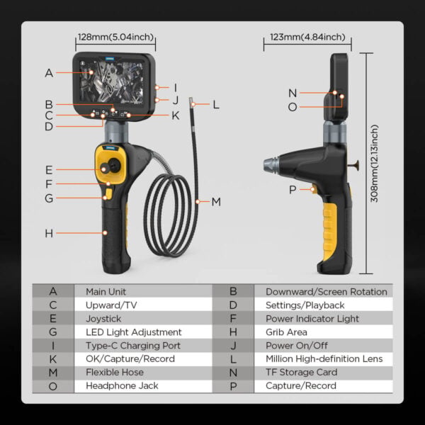 AUTOOL SVB308 360° Articulating Borescope with 1080p HD Camera, 4.3" Screen & Waterproof Probe - Image 14