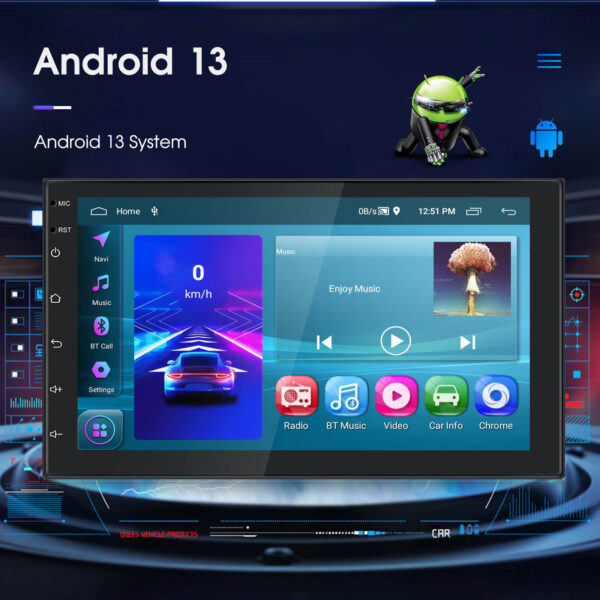 Double Din Universal 7-Inch Android 13 Car Stereo Wireless CarPlay, 2GB+64GB, GPS, Reverse Input, WiFi & Bluetooth & More - Image 15