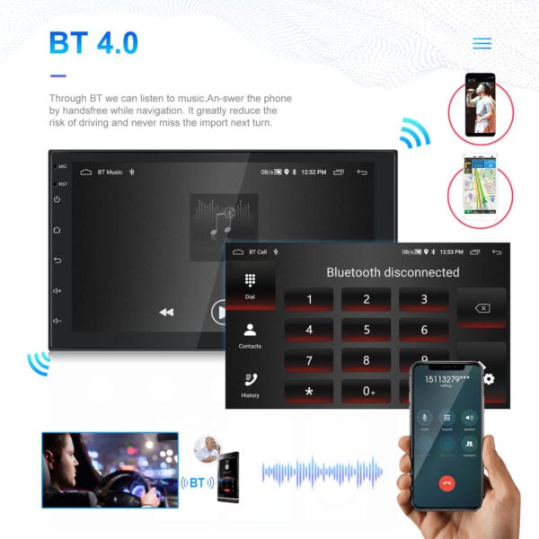 Double Din Universal 7-Inch Android 13 Car Stereo Wireless CarPlay, 2GB+64GB, GPS, Reverse Input, WiFi & Bluetooth & More - Image 8