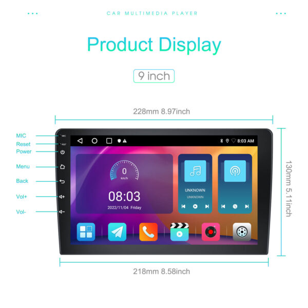 9" Android 2DIN Car Stereo | 2GB+64GB | CarPlay & Android Auto | GPS | WiFi | FM | Touchscreen - Image 19