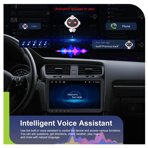 9-Inch Android 13 Double Din Car Stereo (VW & Seat) with Wireless Connection 4GB RAM + 64GB ROM (Passat,Golf,MK5,MK6,Jetta & More) - Image 8