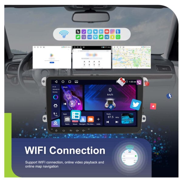 9-Inch Android 13 Double Din Car Stereo (VW & Seat) with Wireless Connection 4GB RAM + 64GB ROM (Passat,Golf,MK5,MK6,Jetta & More) - Image 9