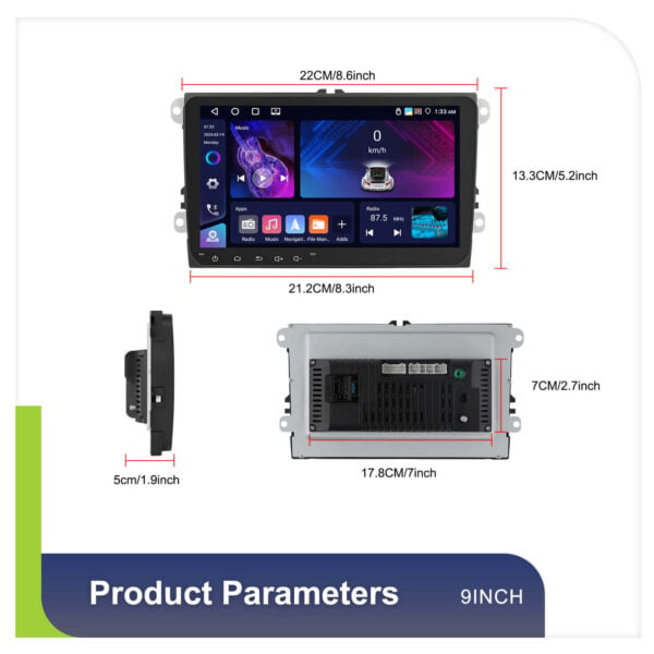 9-Inch Android 13 Double Din Car Stereo (VW & Seat) with Wireless Connection 4GB RAM + 64GB ROM (Passat,Golf,MK5,MK6,Jetta & More) - Image 14