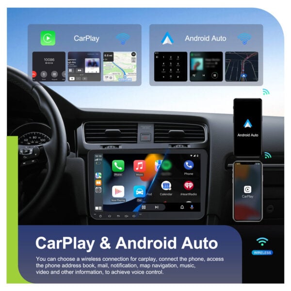 9-Inch Android 13 Double Din Car Stereo (VW & Seat) with Wireless Connection 4GB RAM + 64GB ROM (Passat,Golf,MK5,MK6,Jetta & More) - Image 6