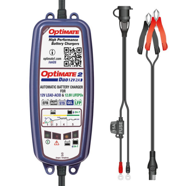 OptiMate 2 DUO — Fully Automatic 12V Battery Charger & Maintainer for Lead-Acid (Pb) and Lithium (LiFePO4/LFP) - Image 3