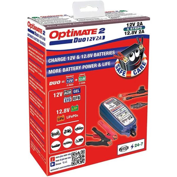 OptiMate 2 DUO — Fully Automatic 12V Battery Charger & Maintainer for Lead-Acid (Pb) and Lithium (LiFePO4/LFP) - Image 4