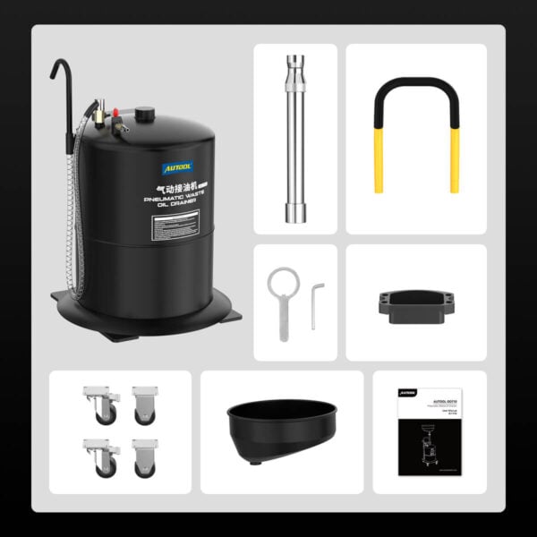 Autool OD710 70L Pneumatic Oil Picker & Waste Oil Tank with Adjustable Height & Thicker Steel Body - Image 12