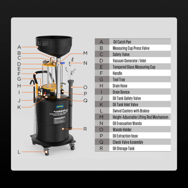 Autool OD720 Waste Oil Extractor & Oil Picker with Pneumatic Vacuum and Large Capacity - Image 12