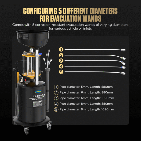Autool OD720 Waste Oil Extractor & Oil Picker with Pneumatic Vacuum and Large Capacity - Image 6