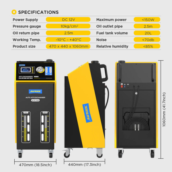Autool ATF705 Automatic Transmission Fluid Exchanger with LCD Display and 2-Way Oil Cycle - Image 11