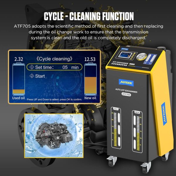 Autool ATF705 Automatic Transmission Fluid Exchanger with LCD Display and 2-Way Oil Cycle - Image 7