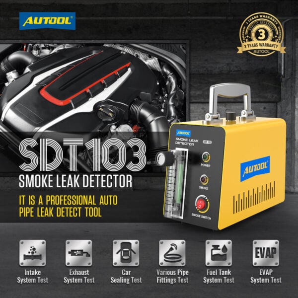 Autool SDT103 Automotive Smoke Tester with External Flow Meter & 12V Power for EVAP Leak Detection - Image 2