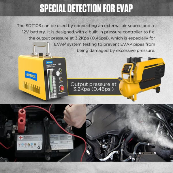 Autool SDT103 Automotive Smoke Tester with External Flow Meter & 12V Power for EVAP Leak Detection - Image 6