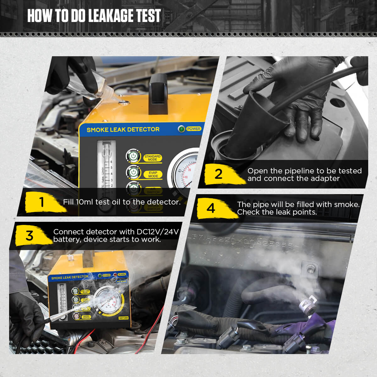 Autool SDT208 EVAP Smoke Leak Detector with Dual Modes and Flow Meter for Automotive Diagnostics - Image 7