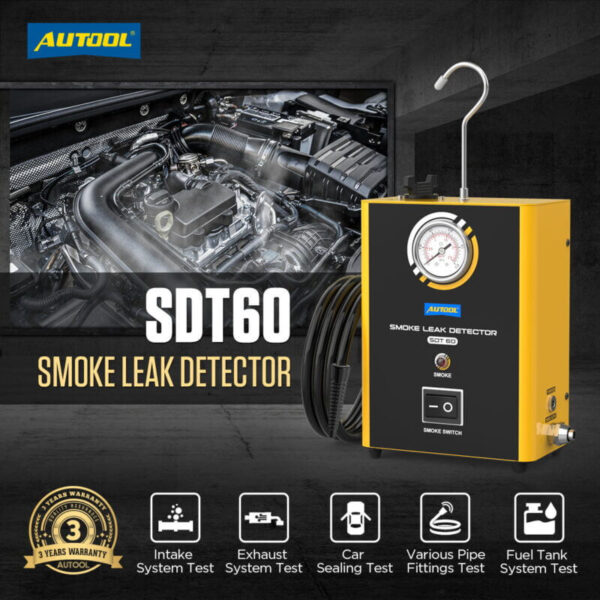 Autool SDT60 Compact Automotive Smoke Leak Detector with Pressure Gauge and Built-In Pump - Image 2