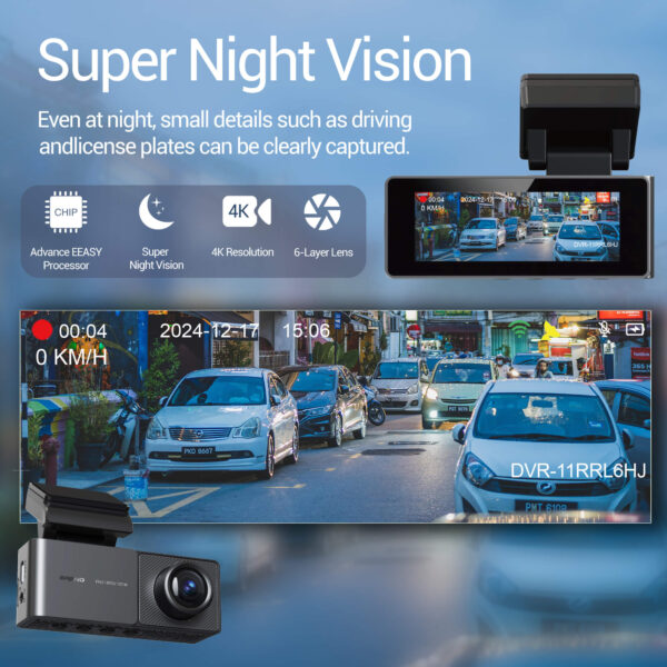 4K Dual Dash & Reverse Cam with Smart GPS & 5G WiFi Vehicle Recorder - Image 5