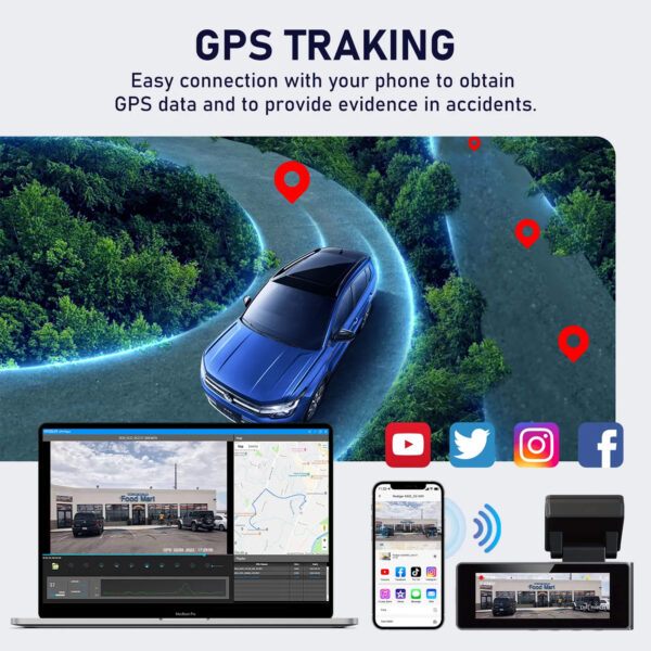 4K Dual Dash & Reverse Cam with Smart GPS & 5G WiFi Vehicle Recorder - Image 6