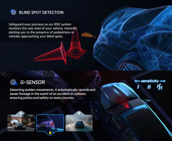 2K Mirror Dash & Reverse Cam Smart ADAS BSD Dual-Lens Vehicle Recorder - Image 3