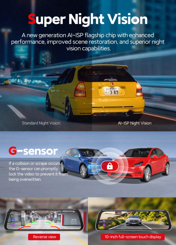 4-Lens Mirror Dash Cam 360° ADAS Smart Driving Recorder - Image 11