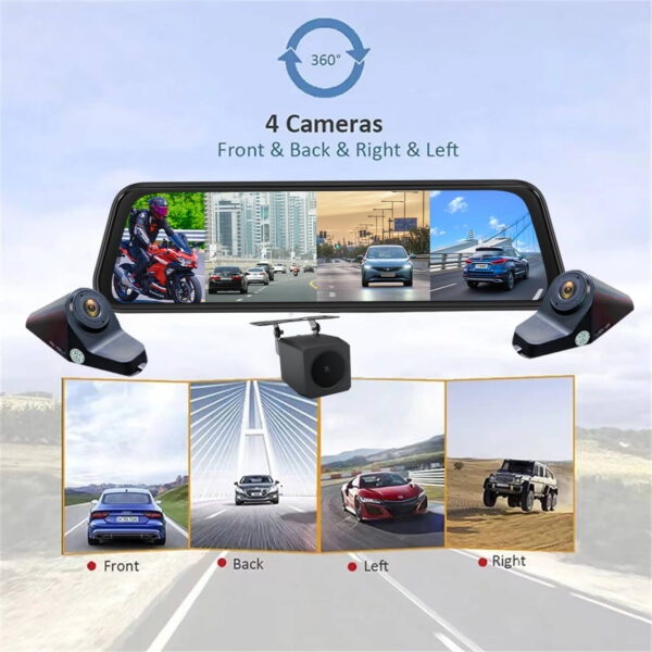 4-Lens Mirror Dash Cam 360° ADAS Smart Driving Recorder - Image 10