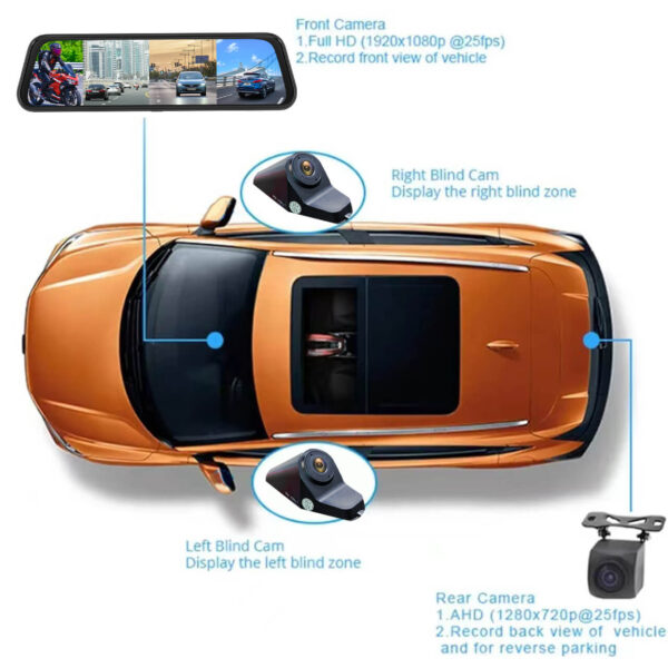 4-Lens Mirror Dash Cam 360° ADAS Smart Driving Recorder - Image 8