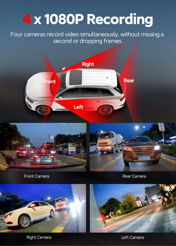4-Lens Mirror Dash Cam 360° ADAS Smart Driving Recorder - Image 9