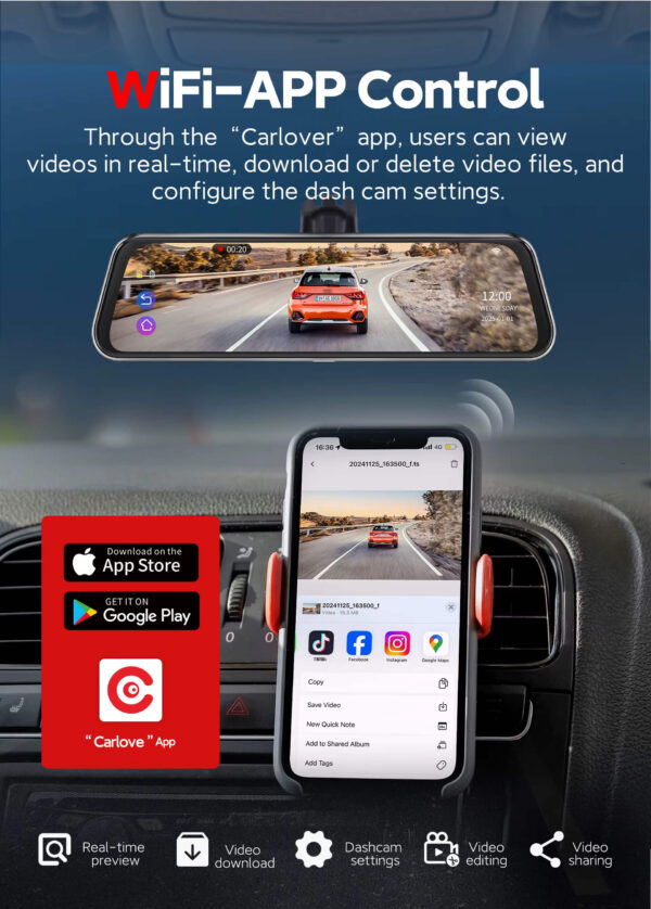 4-Lens Mirror Dash Cam 360° ADAS Smart Driving Recorder - Image 13