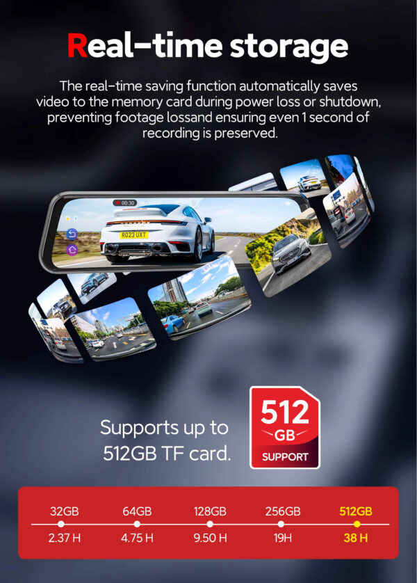 4-Lens Mirror Dash Cam 360° ADAS Smart Driving Recorder - Image 6