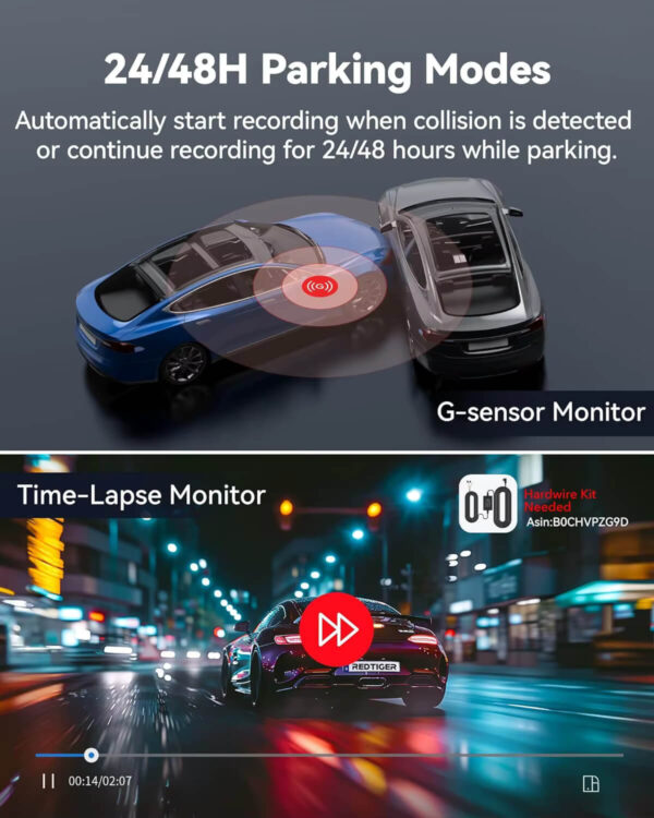 4K Dual Dash Cam Compact WiFi Vehicle Recorder with Optional GPS - Image 6